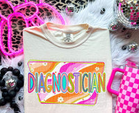 Diagnostician groovy pink and orange background 32716 DTF transfer