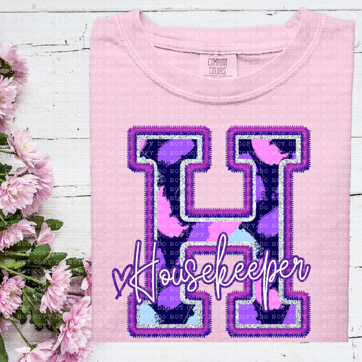 H housekeeper purple brushstrokes (ECHT) 93938 DTF transfer