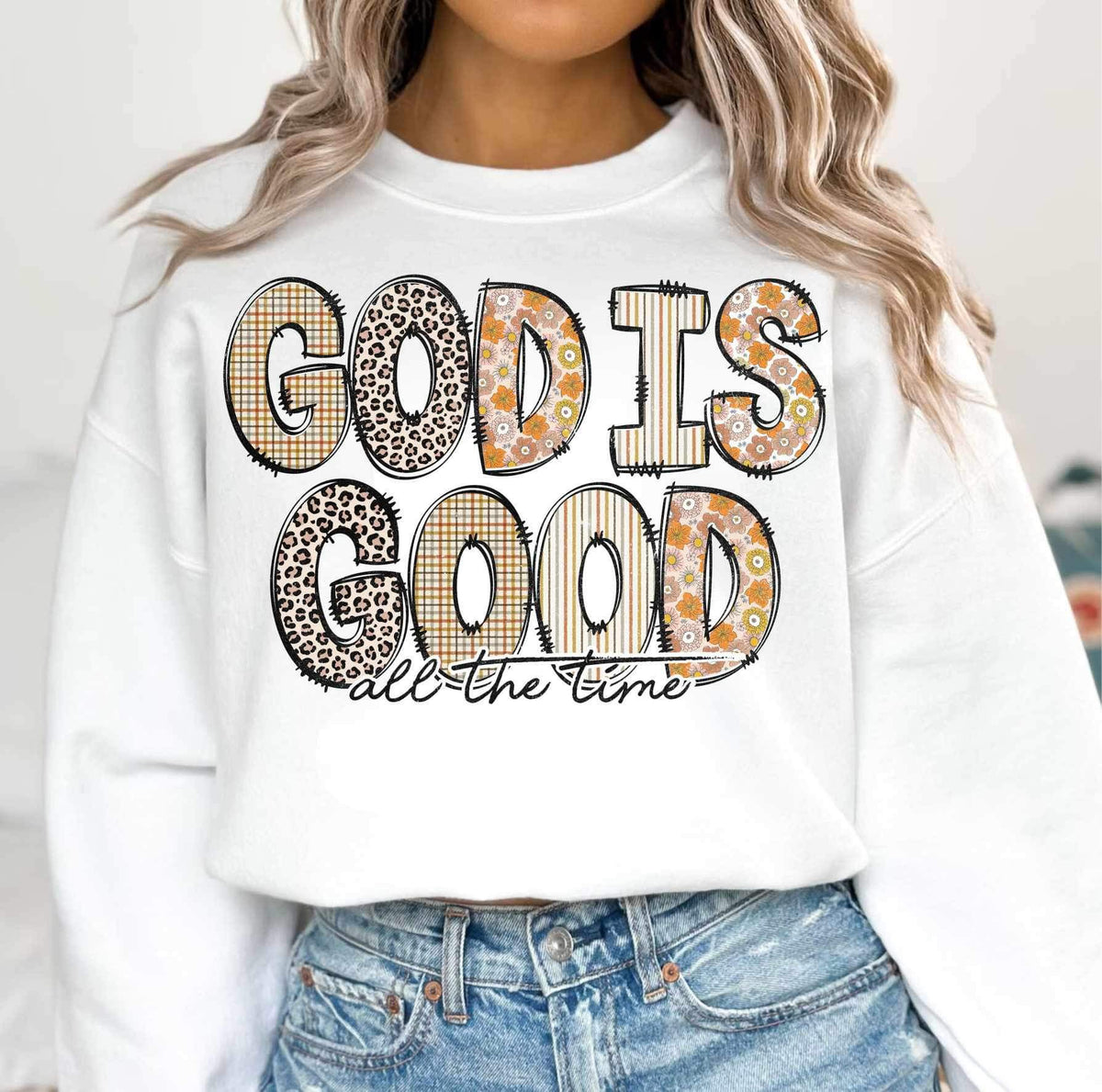 God is good all the time beige patterns 23677 DTF transfer