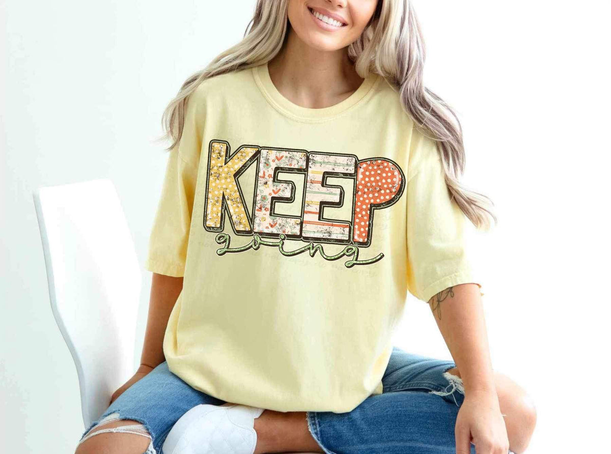 Keep going patterned 23725 DTF transfer