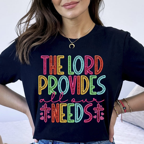 The lord provides all our needs rainbow font 32803 DTF transfer