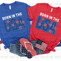 Born in the USA embroidered with stars exclusive 32807 DTF transfer