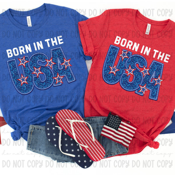 Born in the USA embroidered with stars exclusive 32807 DTF transfer