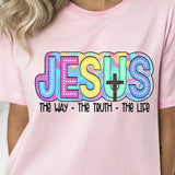 Jesus the way the truth the life watercolor 32804 DTF transfer