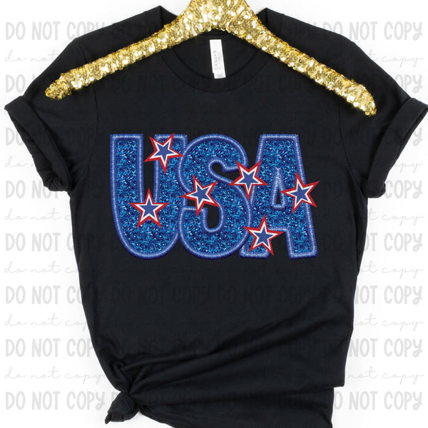 USA embroidered with stars exclusive 32808 DTF transfer