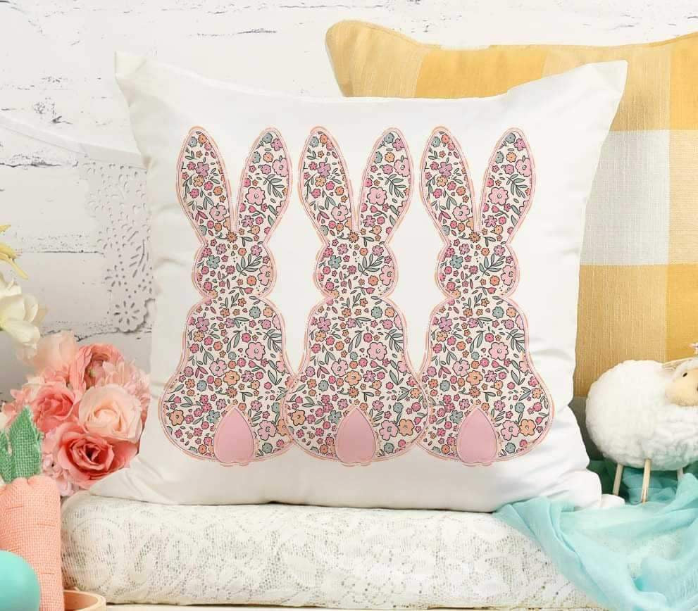 Trio bunny floral filled 23787 DTF transfer