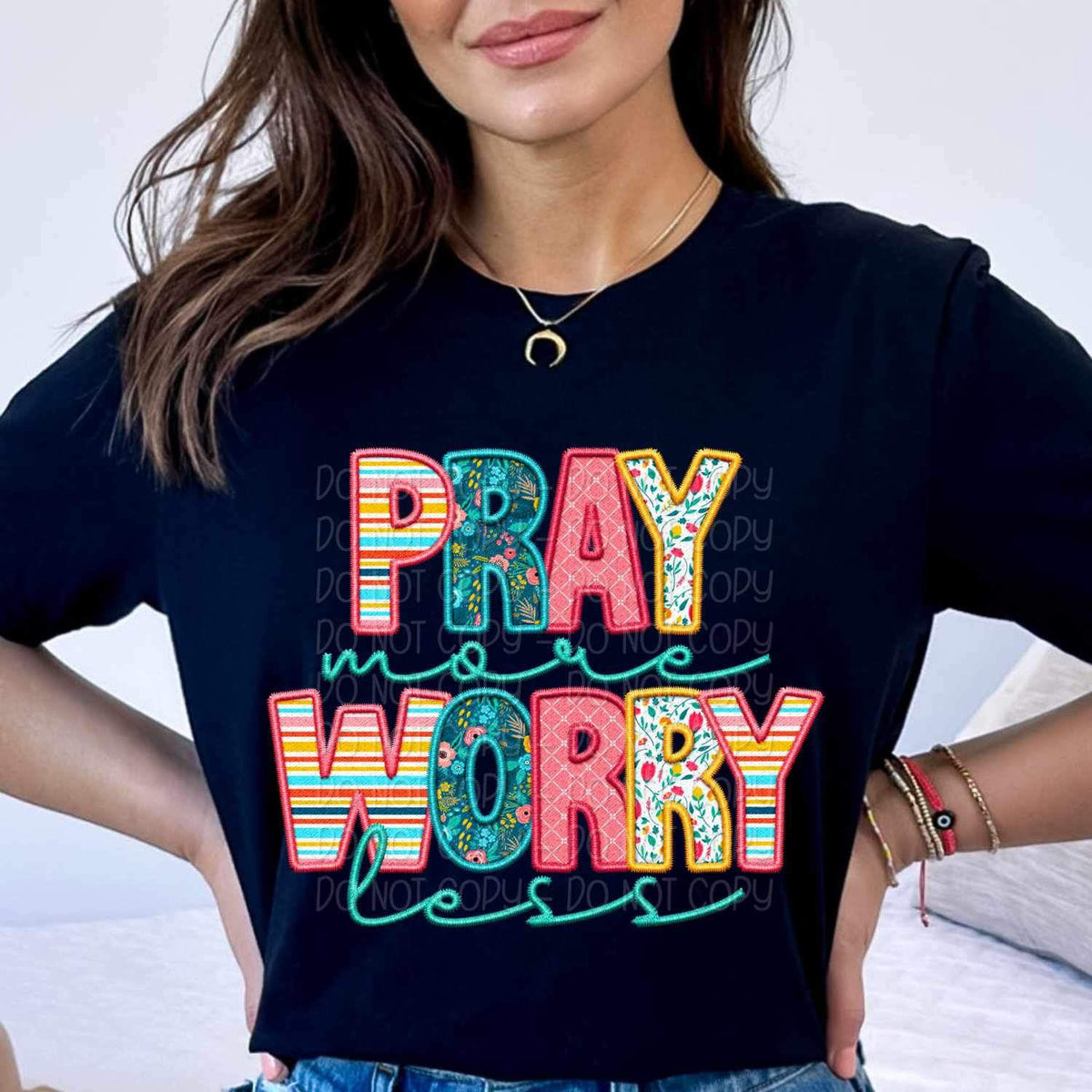 Pray more worry less spring patterned 23794 DTF transfer