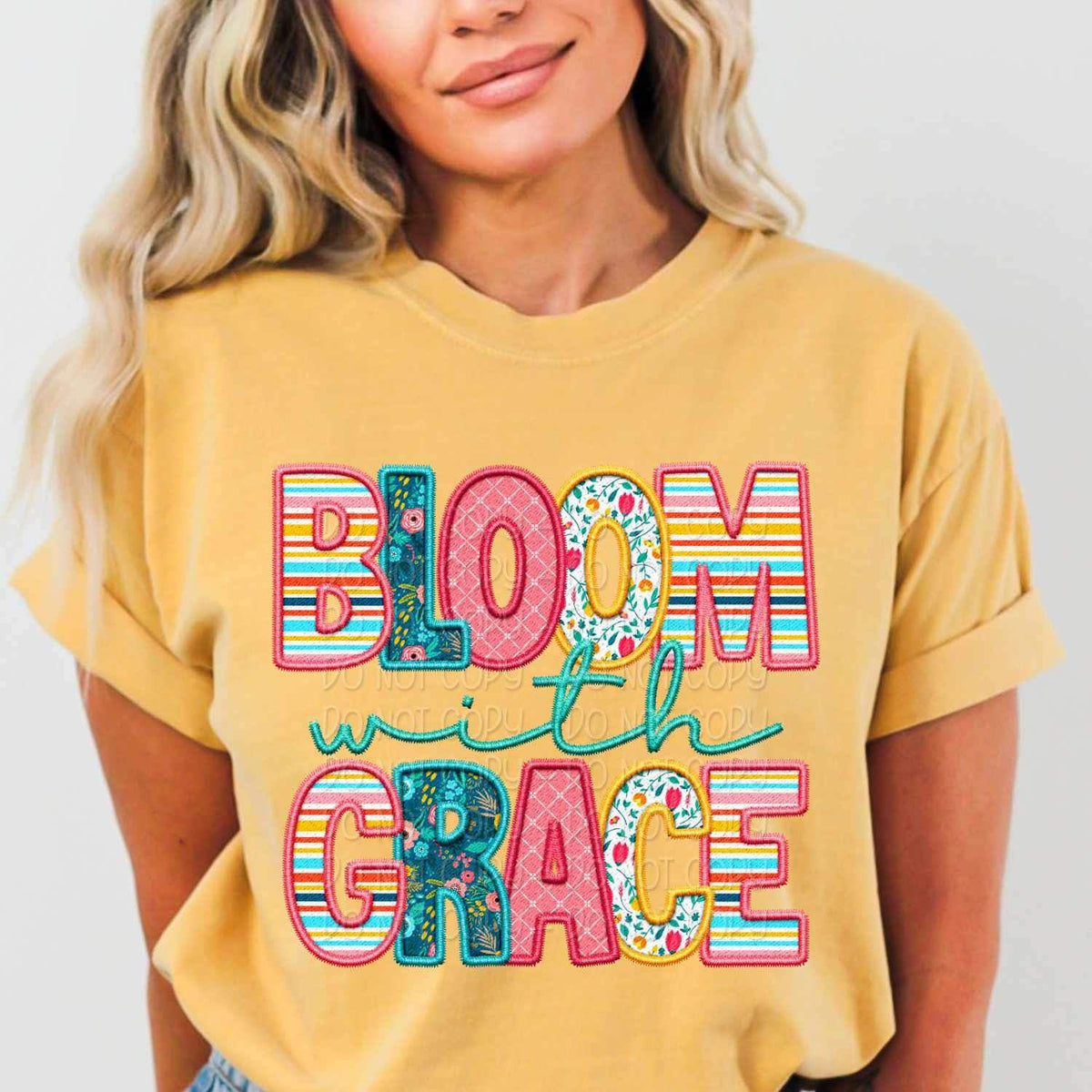 Bloom with grace spring patterned 23795 DTF transfer