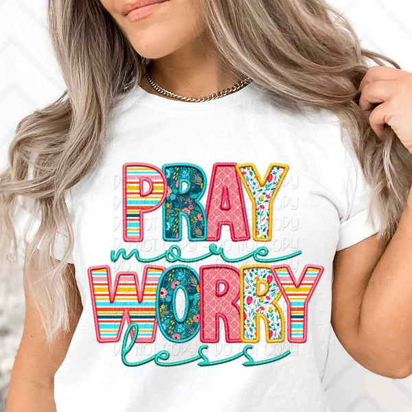 Pray more worry less spring patterned 23794 DTF transfer
