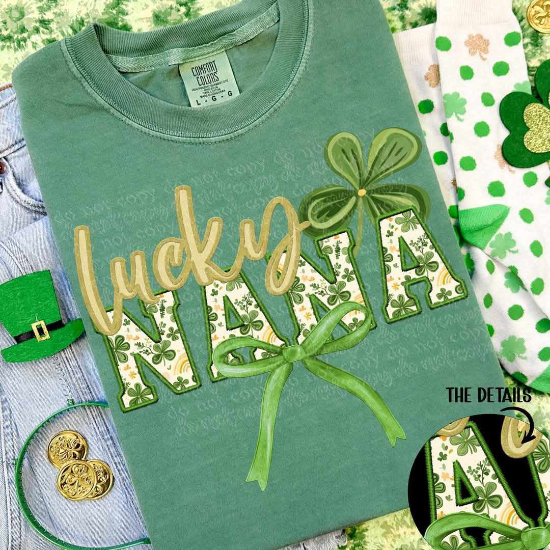 Lucky nana clover and bow (TTD) 82389 DTF transfer