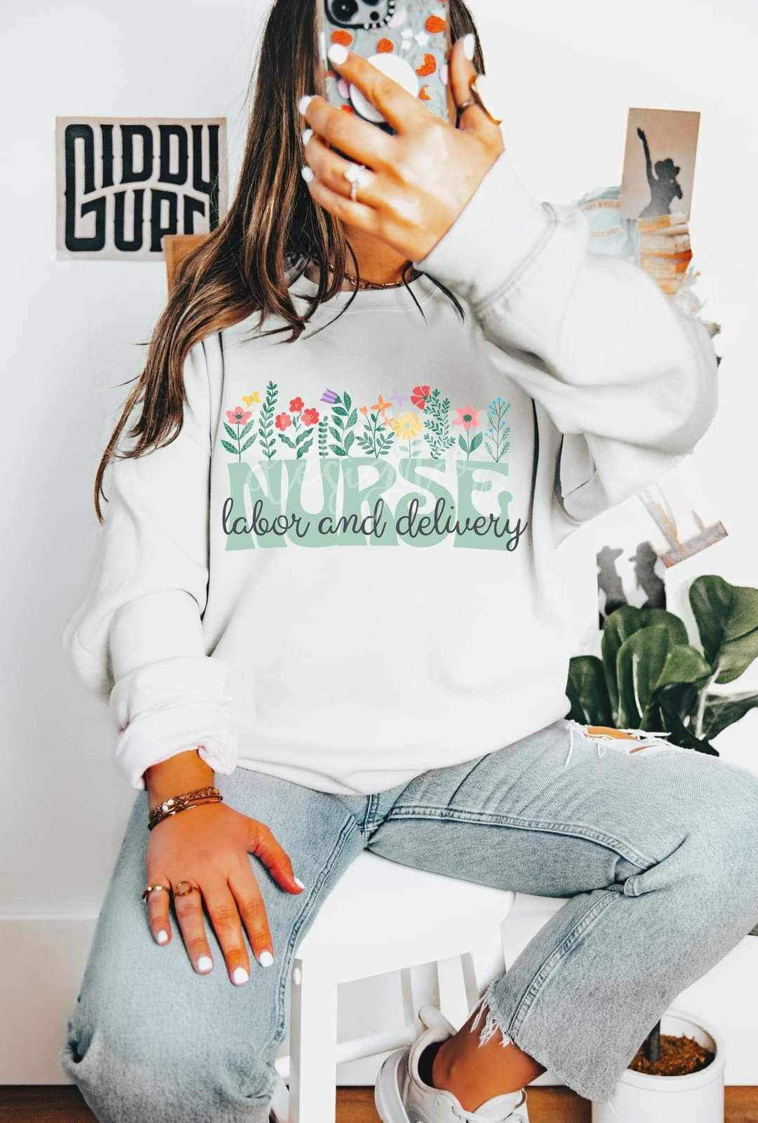 Labor and delivery nurse floral (LYTTLE) 23825 DTF transfer