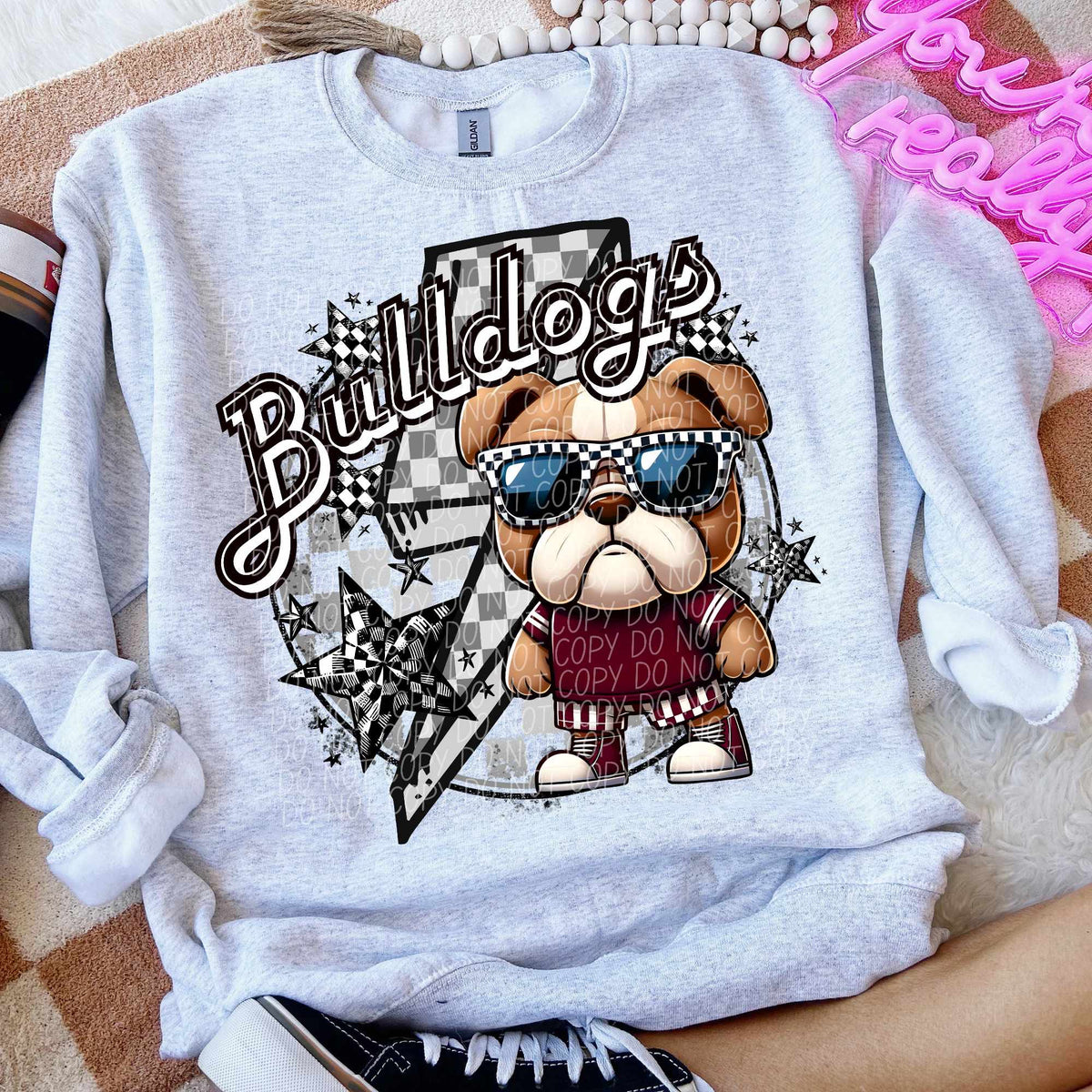Bulldogs red shirt lightning bolt (CITY) 52476 DTF transfer