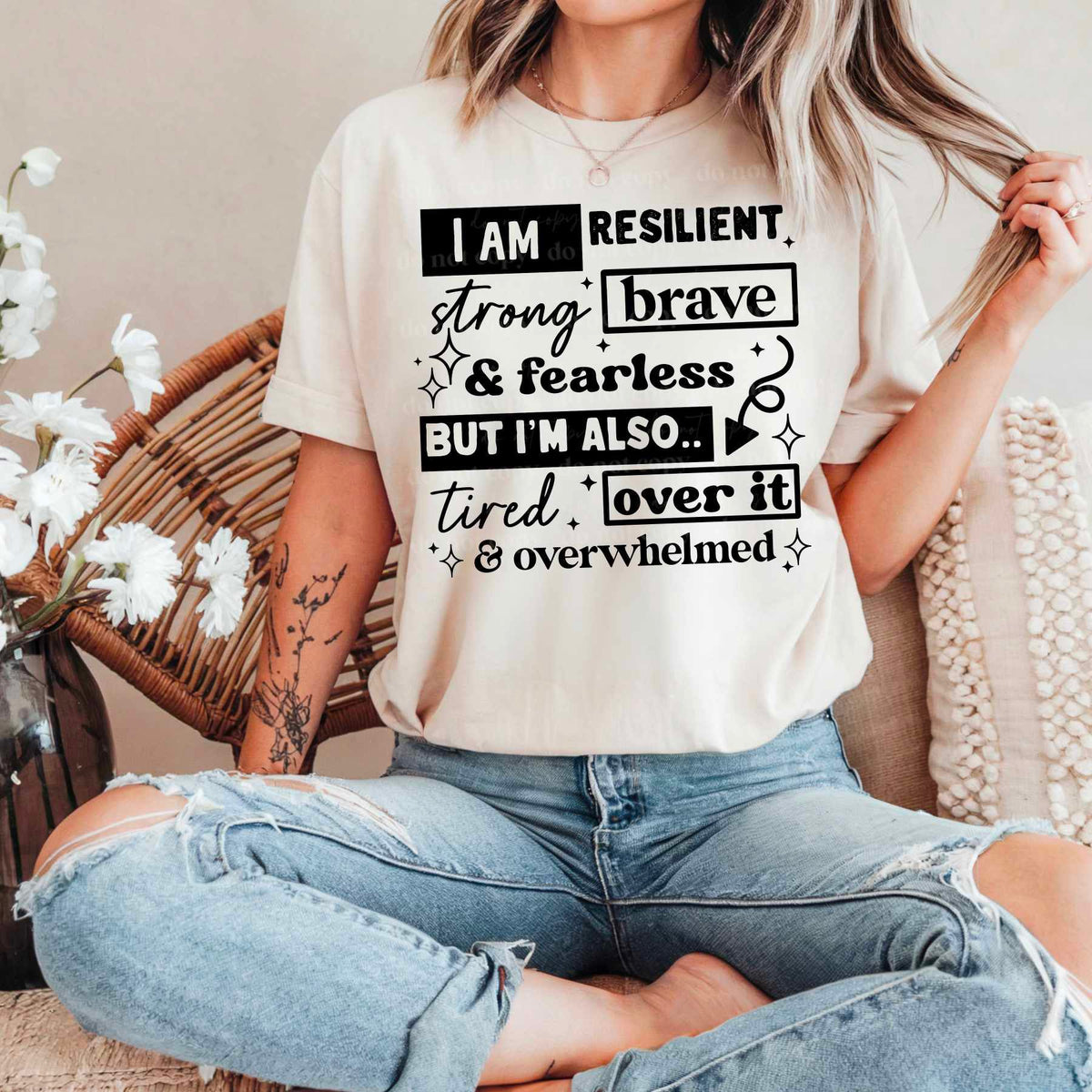 I am resilient strong brave BLACK (CSC) 82438 DTF transfer