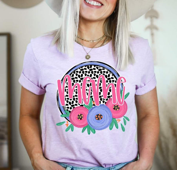 Meme circle polka dots background with flowers (S&G) 32866 DTF transfer