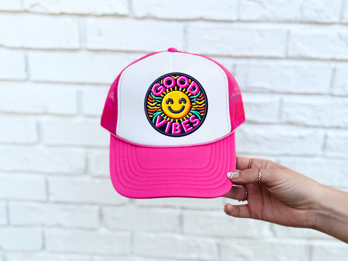 Good vibes sun hat patch 32971 DTF transfer