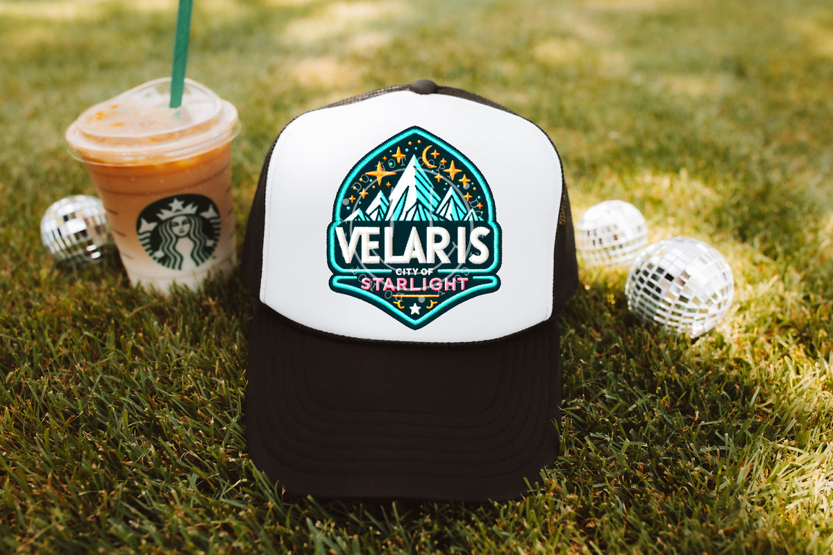 Velaris city of lights blue outline hat patch 32963 DTF transfer