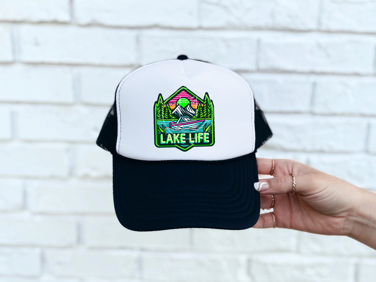 Lake life green font hat patch 32960 DTF transfer