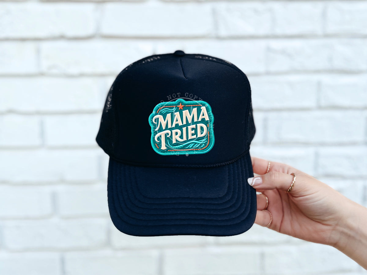 Mama tried blue hat patch 32959 DTF transfer