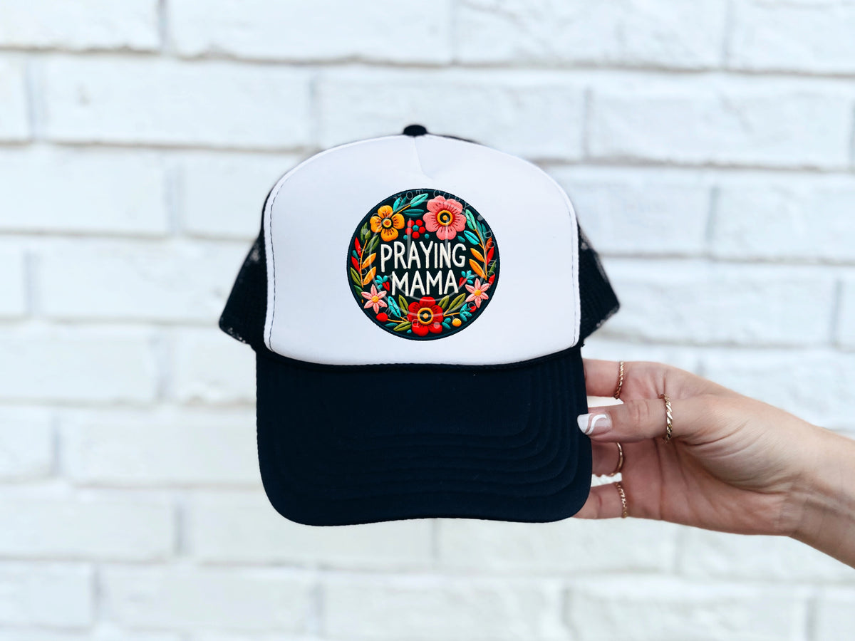 Praying mama floral circle hat patch 32941 DTF transfer