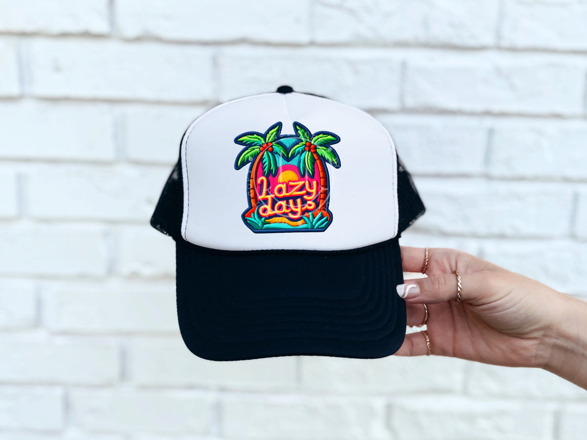 Lazy day palm trees hat patch 32905 DTF transfer