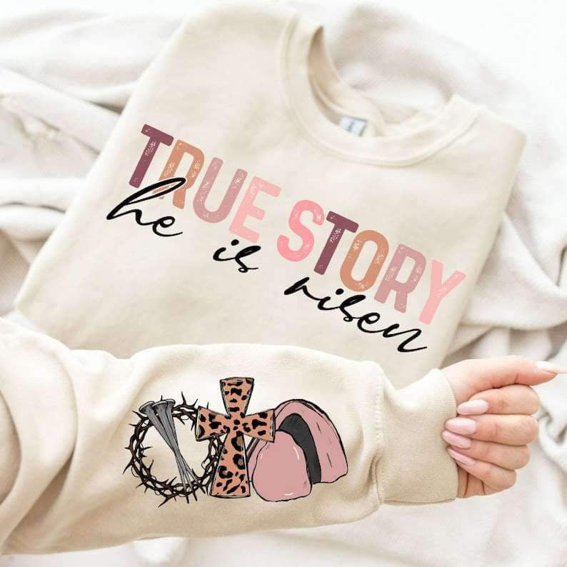 True story he is risen grunge FRONT 23881 DTF transfer