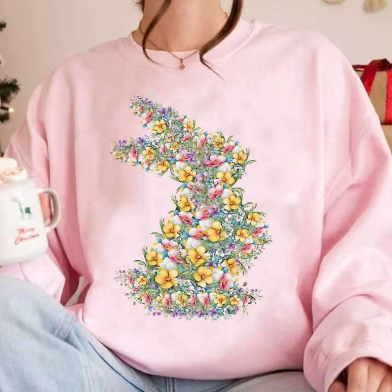 Floral bunny 23880 DTF transfer