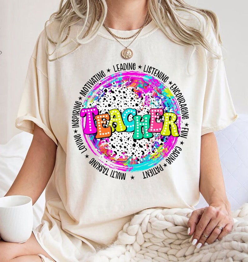 Teacher motivating leading listening circle BLACK FONT 33028 DTF transfer
