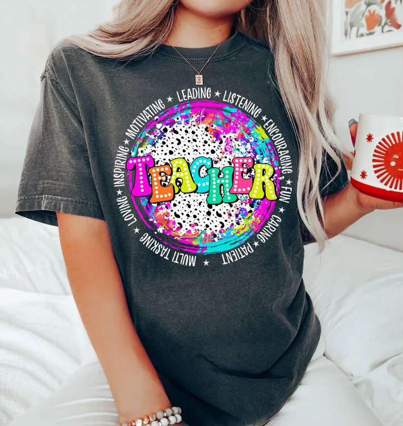 Teacher motivating leading listening circle WHITE FONT 33029 DTF transfer