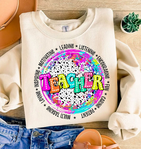 Teacher motivating leading listening circle BLACK FONT 33028 DTF transfer