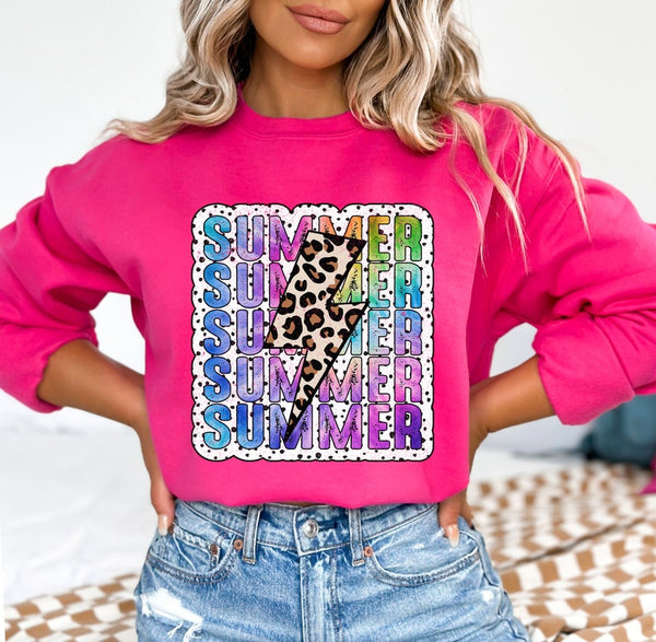 Summer stacked with leopard lightning bolt 32996 DTF transfer