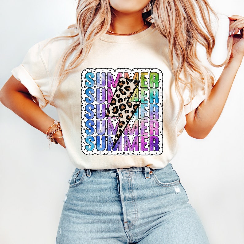 Summer stacked with leopard lightning bolt 32996 DTF transfer