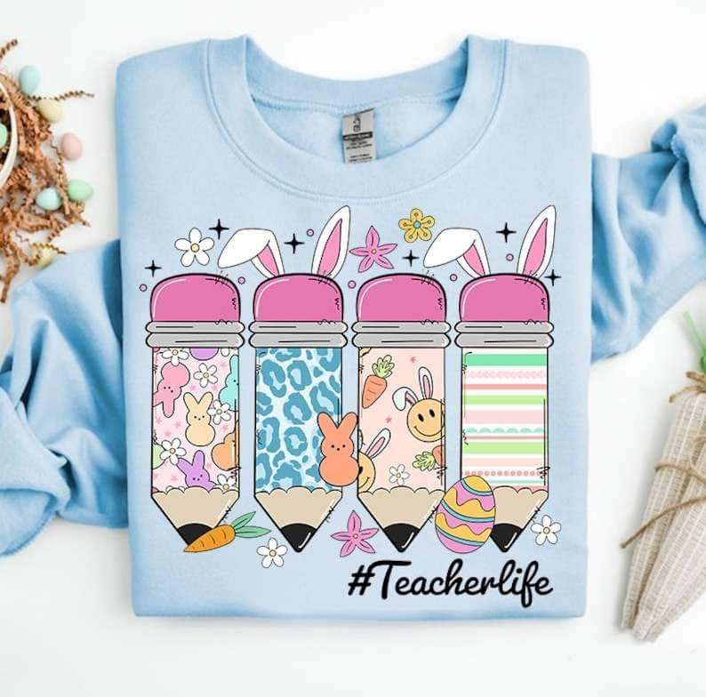 #teacherlife easter pencils 23855 DTF transfer