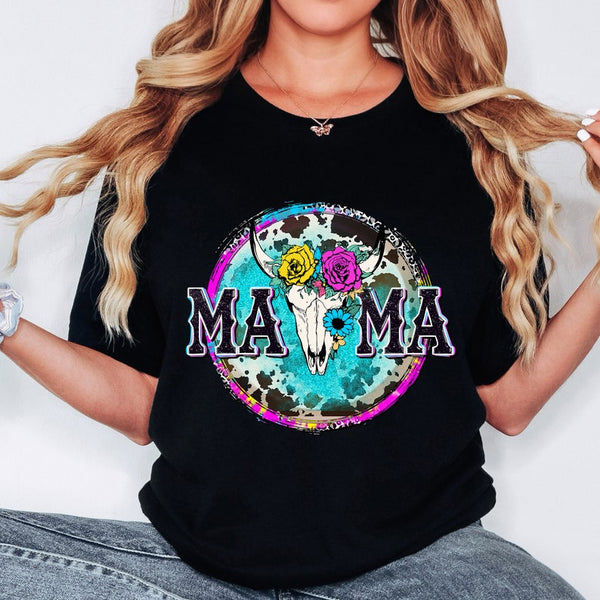 Mama circle with bull skull 33015 DTF transfer