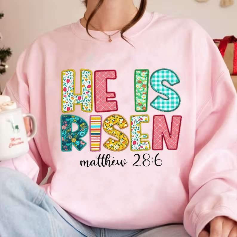 He is risen spring patterned 23853 DTF transfer
