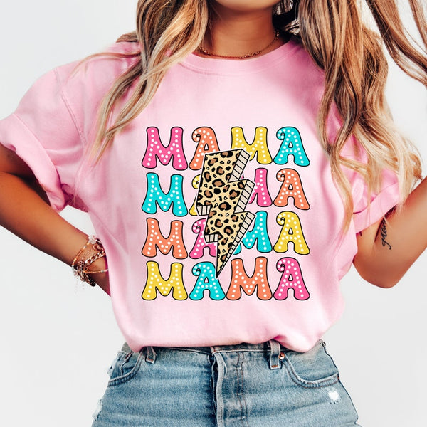 Mama stacked colorful leopard lightning bolt 33014 DTF transfer