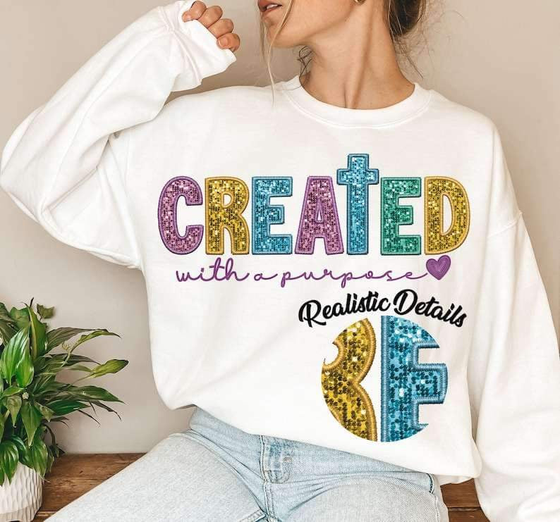 Created with a purpose sequin 23954 DTF transfer