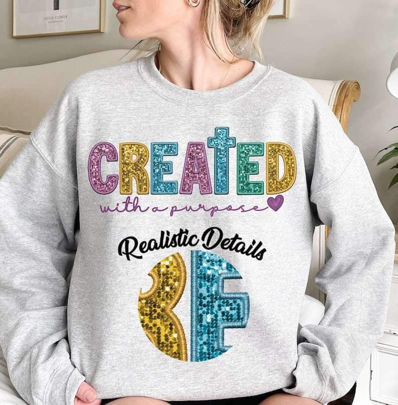 Created with a purpose sequin 23954 DTF transfer