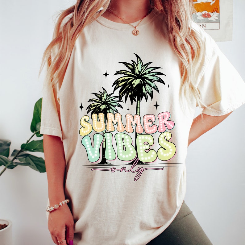 Summer vibes only pastel with palm tree 32992 DTF transfer