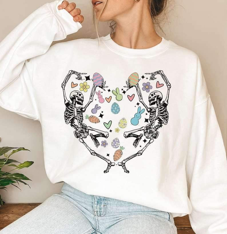 Easter skelie heart 23963 DTF transfer