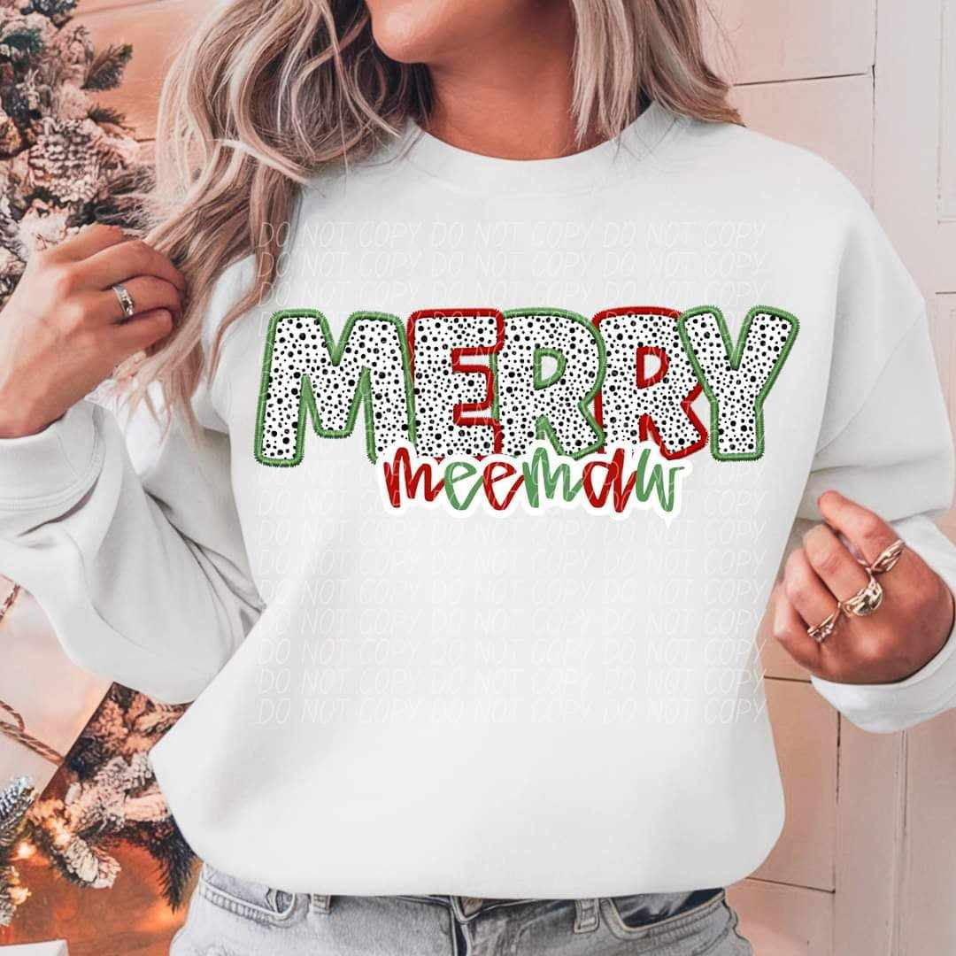 Merry meemaw dalmation filled (CITY) 65433 DTF transfer