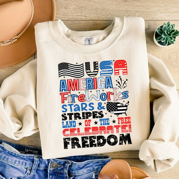 USA america fireworks stars & stripes 32982 DTF transfer