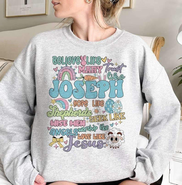 Believe like mary trust like joseph pastel 23946 DTF transfer