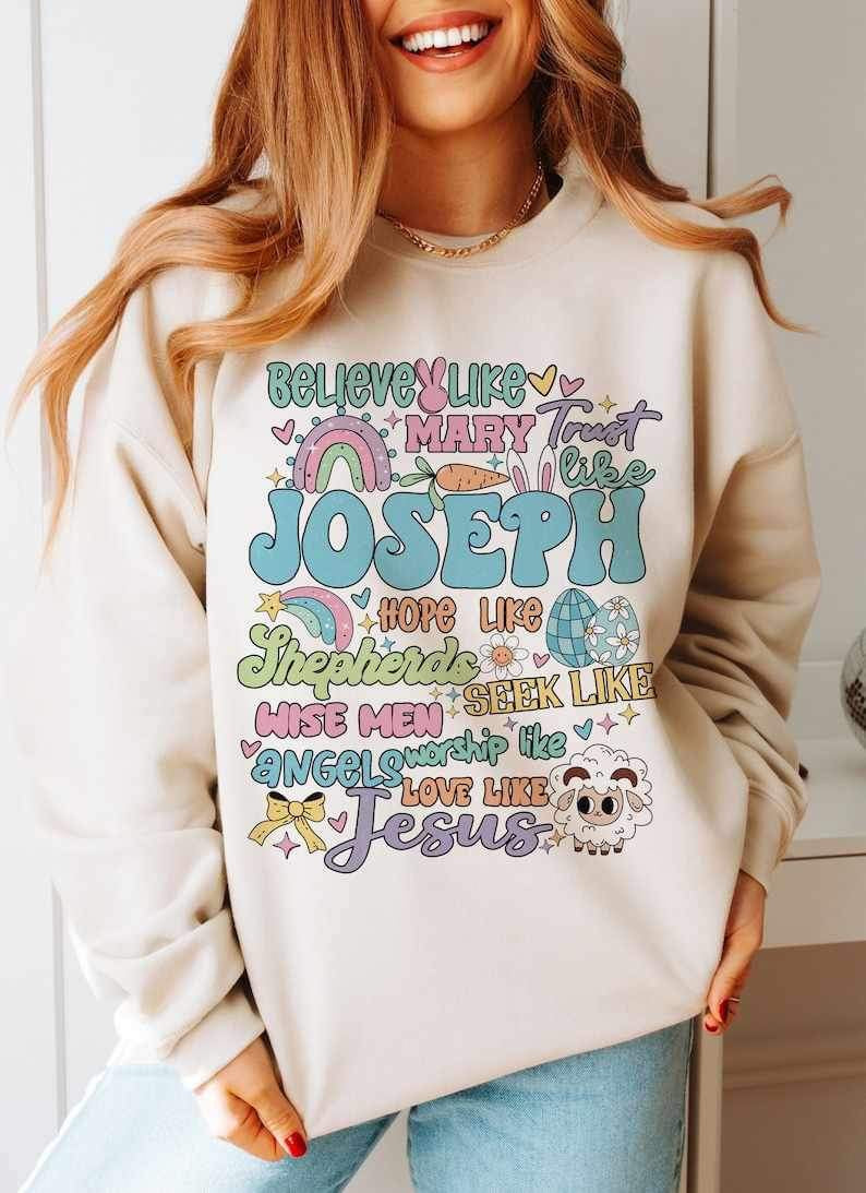 Believe like mary trust like joseph pastel 23946 DTF transfer