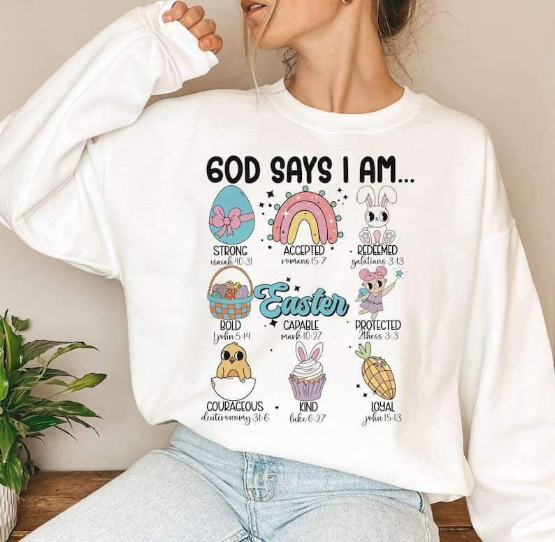 Capable Easter God says i am easter capable 23961 DTF transfer – Mud & Grace Transfers