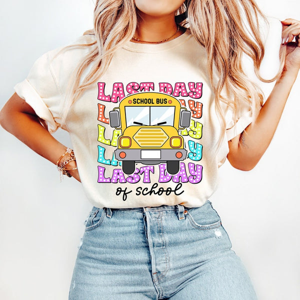 Last day of school stacked with bus 33019 DTF transfer