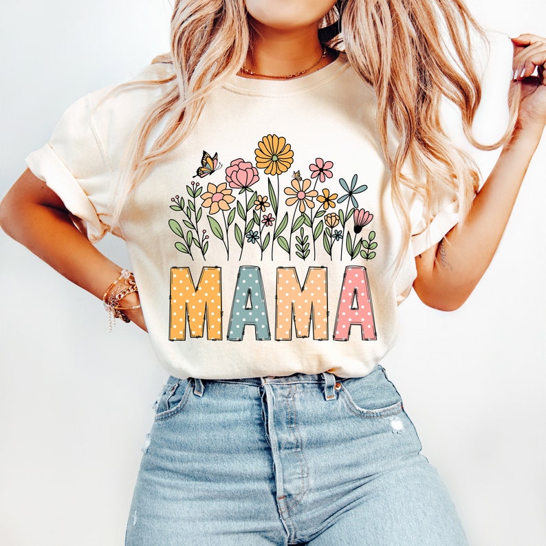 Mama polka dots with flowers 33010 DTF transfer