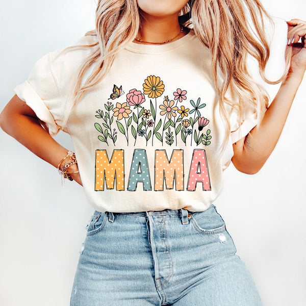 Mama polka dots with flowers 33010 DTF transfer