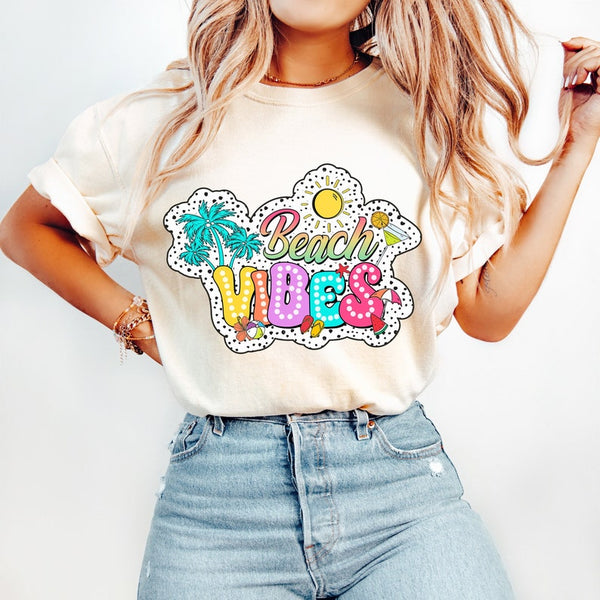 Beach vibes palm tree and martini 32986 DTF transfer