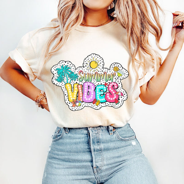 Summer vibes palm tree and martini 32985 DTF transfer