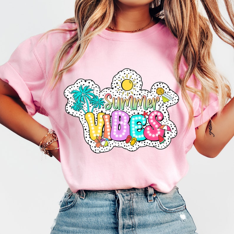 Summer vibes palm tree and martini 32985 DTF transfer